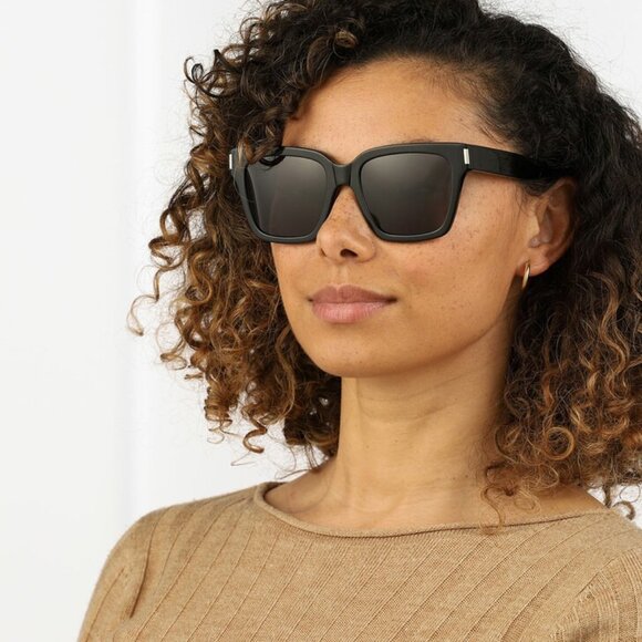 NEW Saint Laurent New Wave SL507 001 Black Grey Square Unisex Sunglasses SL 507 - Picture 1 of 11